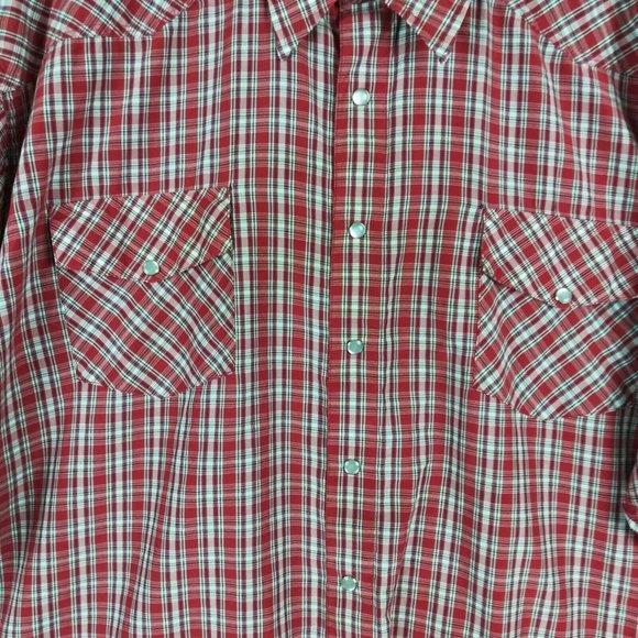 Fox Fire Mens Shirt Western Button Down Long Sleeve Red Plaid Pearl Snaps Big 3X - Picture 3 of 11